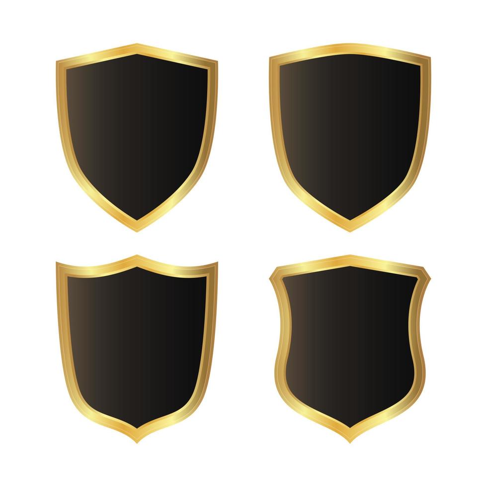 gouden schild ingesteld. beveiligingsbadges teken en symbool. vector