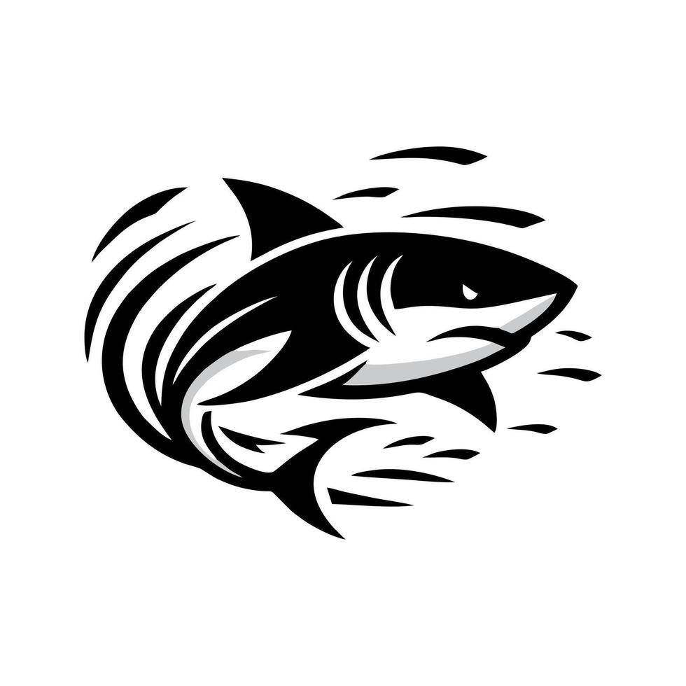haai logo ontwerp illustratie. zwart haai logo ontwerp vector