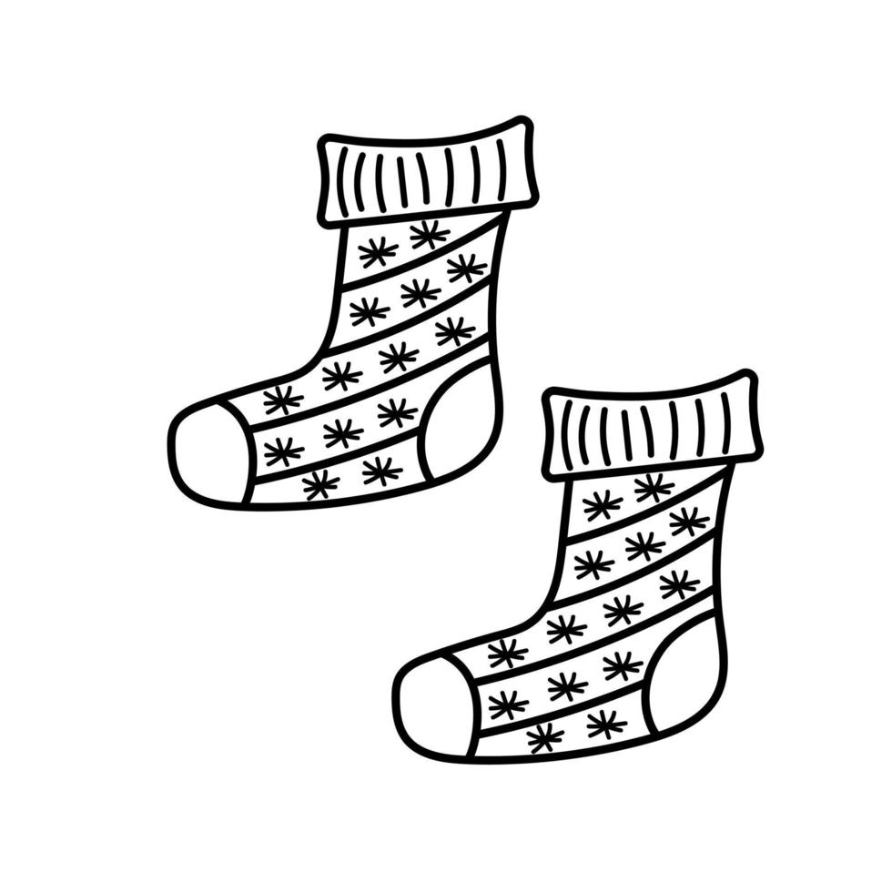 winter gebreide sokken in doodle-stijl. vector