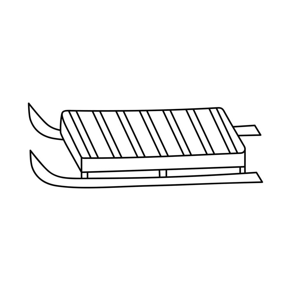 klassieke houten winterslee in doodle-stijl. vector