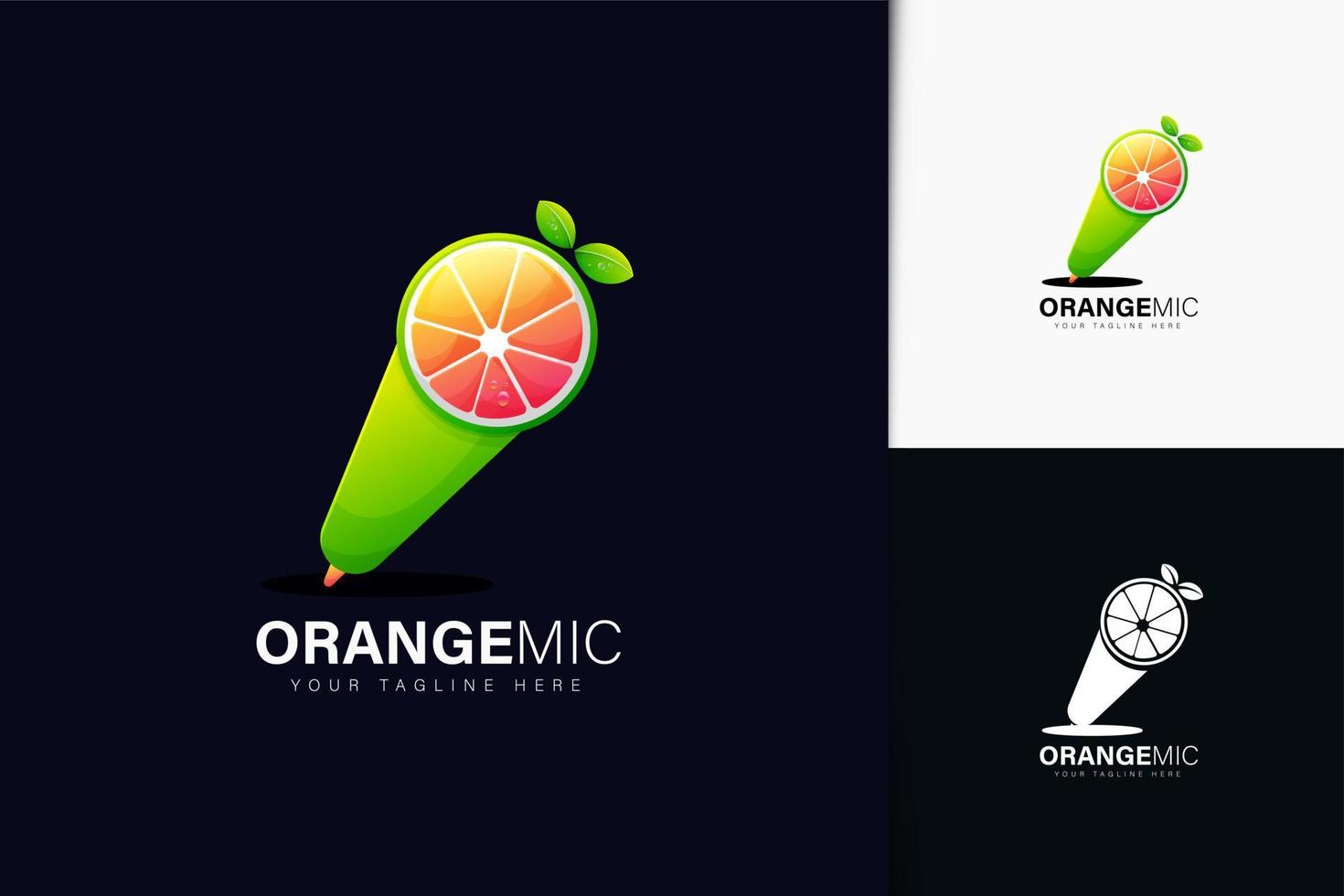 oranje microfoon logo-ontwerp met verloop vector