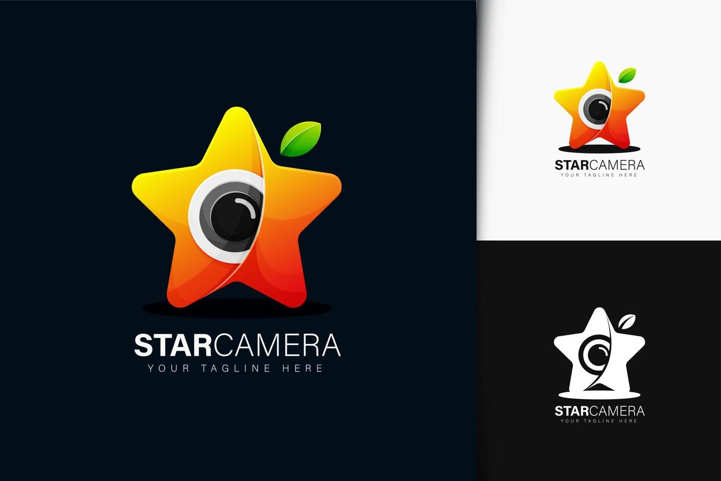 ster camera logo-ontwerp met verloop vector