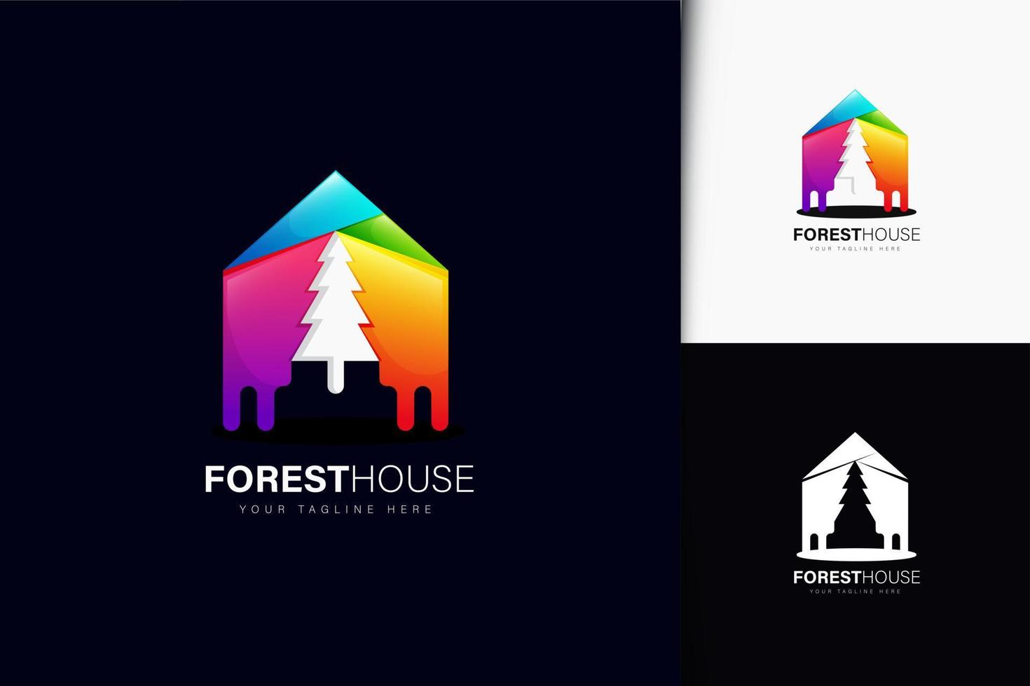 boshuis logo-ontwerp met verloop vector