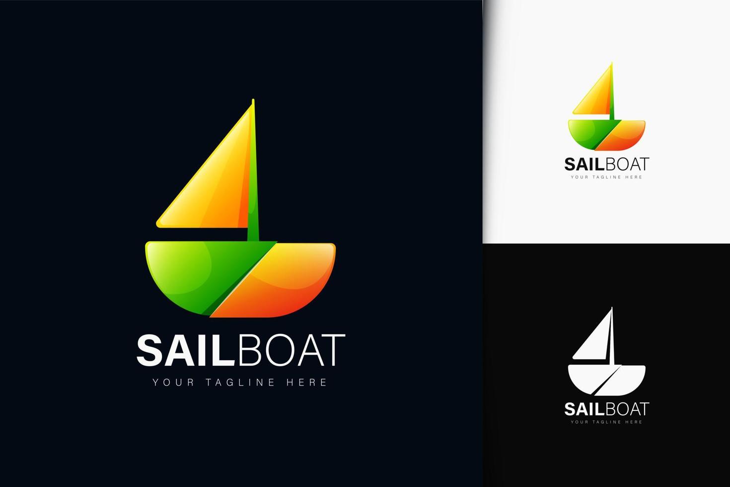 zeilboot logo-ontwerp met verloop vector