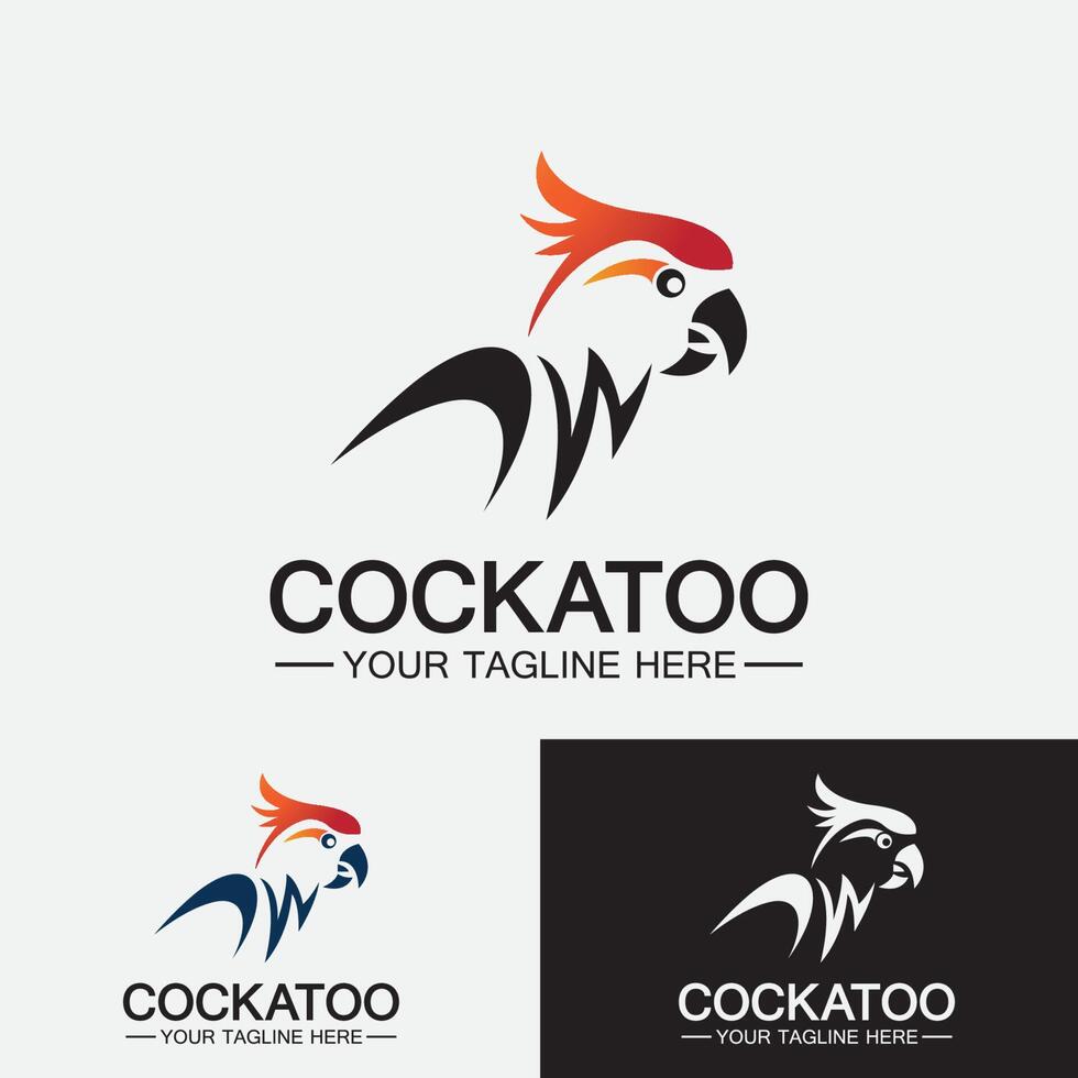 kaketoe papegaai vogel logo vector ontwerpsjabloon