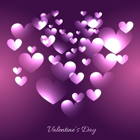 Valentijnsdag harten illustratie in paarse achtergrond vector