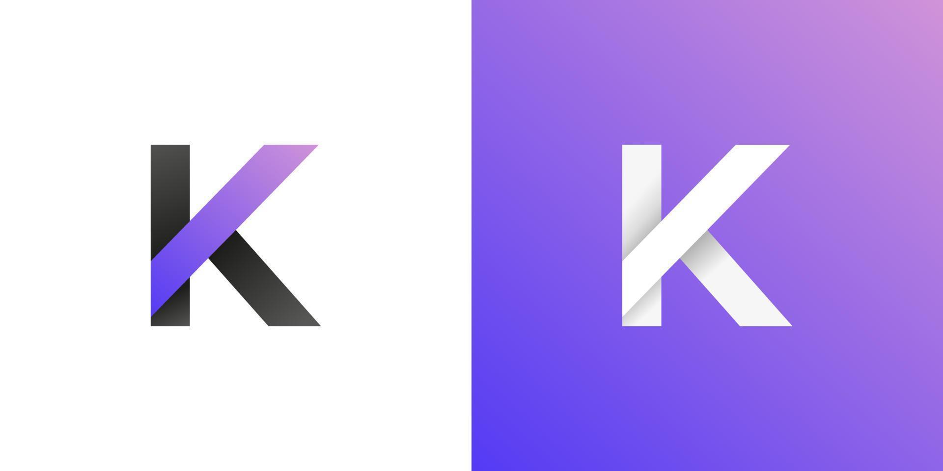 k brief logo concept. creatieve minimale embleem ontwerpsjabloon. universeel elegant icoon. premium bedrijfsfinanciën logo. grafisch alfabetsymbool voor bedrijfsidentiteit. vectorelement vector