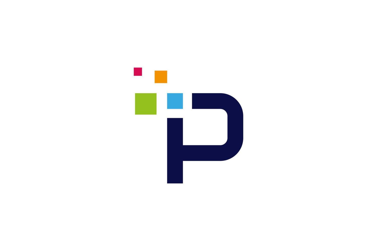 p-logo. letter p voor pixellogo-ontwerp. creatief logo-concept. vector illustratie