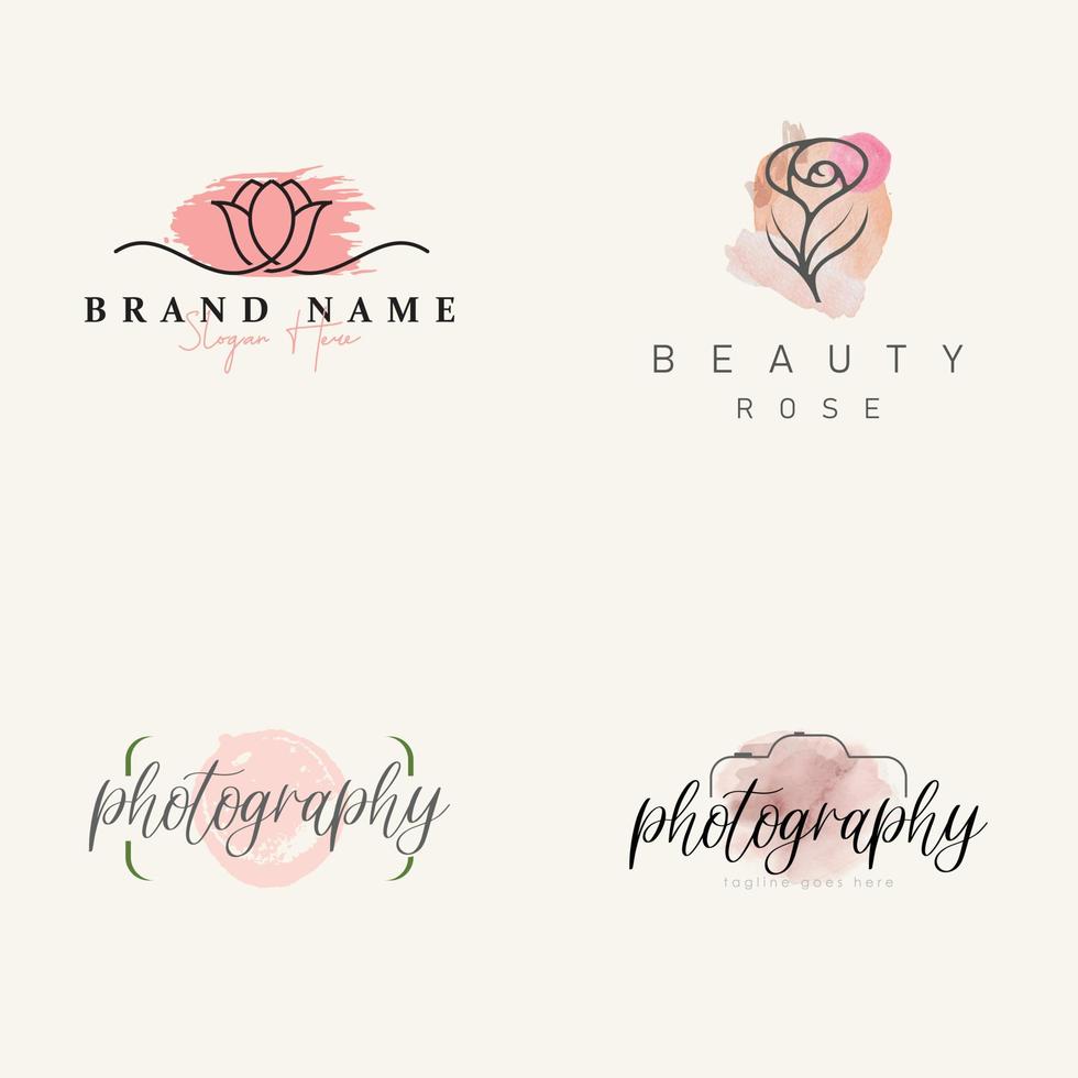 vrouwelijke aquarel logo ontwerp premium vector