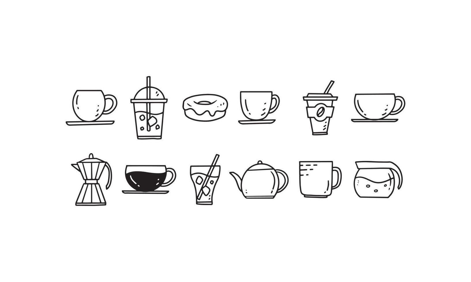 set van coffeeshop hand getekende vectorillustratie vector