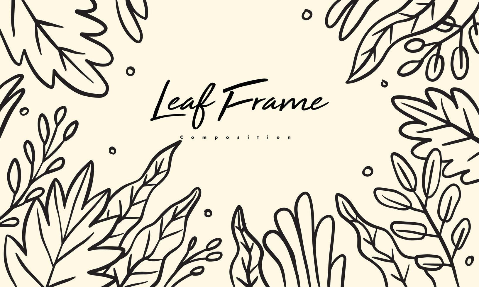 plant- en bloemsamenstelling voor decoratieframe, eenvoudige handgetekende bladeren lineart illustratie, bloemen vectorelementen voor romantisch en vintage design vector