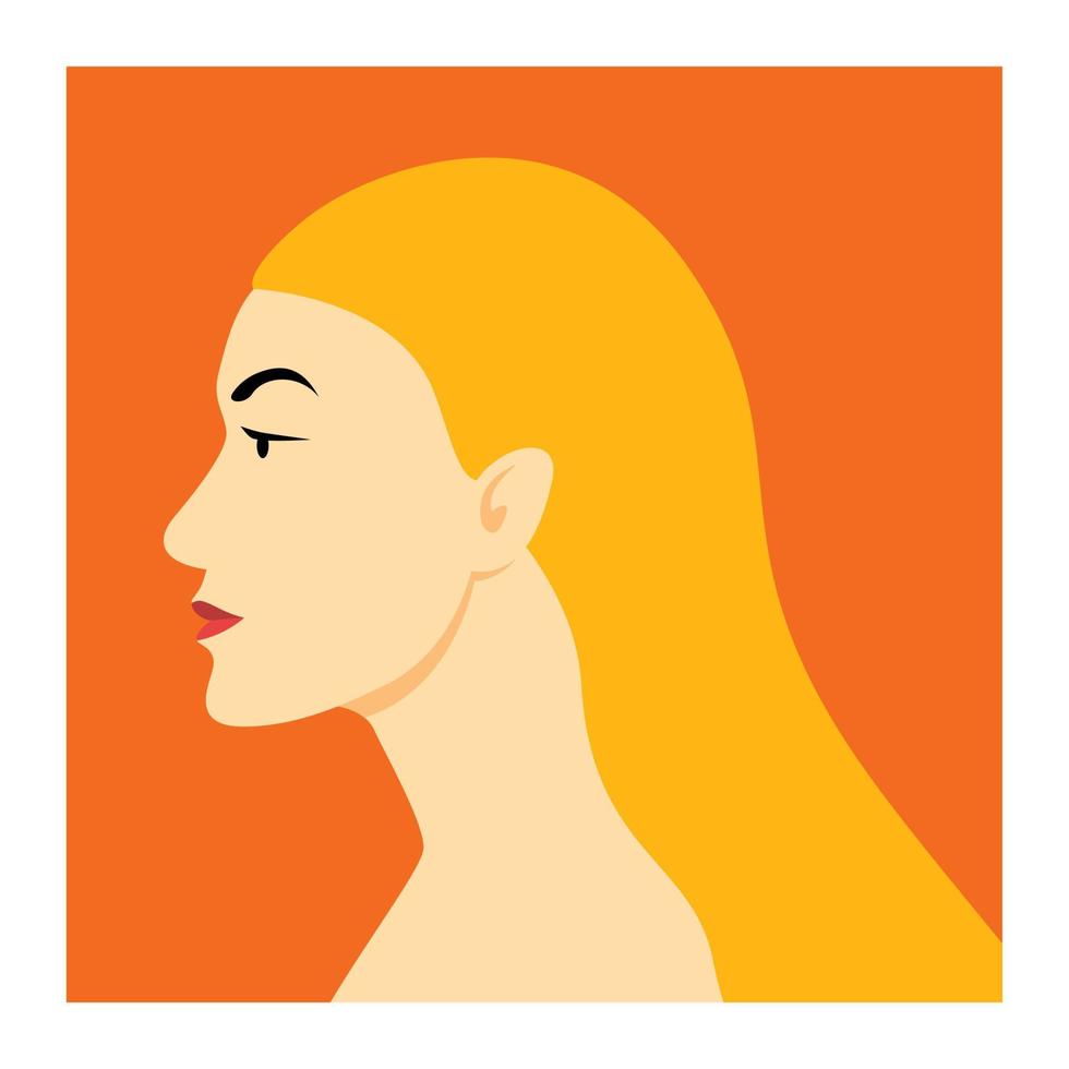 een vrouw met lang blond haar en een lichte huid vanuit een zijaanzicht. vertegenwoordiging van eenheid in diversiteit van verschillende etniciteiten en culturen staan samen voor gelijkheid van vrouwen. vector