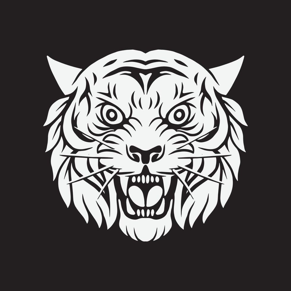 vectorillustratie van een tijger. dierenkopontwerp voor logo en t-shirtontwerp vector