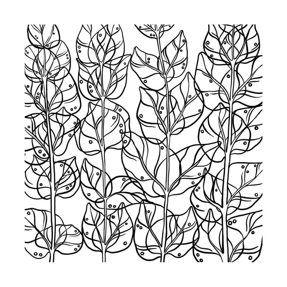 lijn kunst bloemmotief. handgetekende natuurtextuur in wit. gebladerteillustratie om creatief textuurontwerp in vector te creëren.