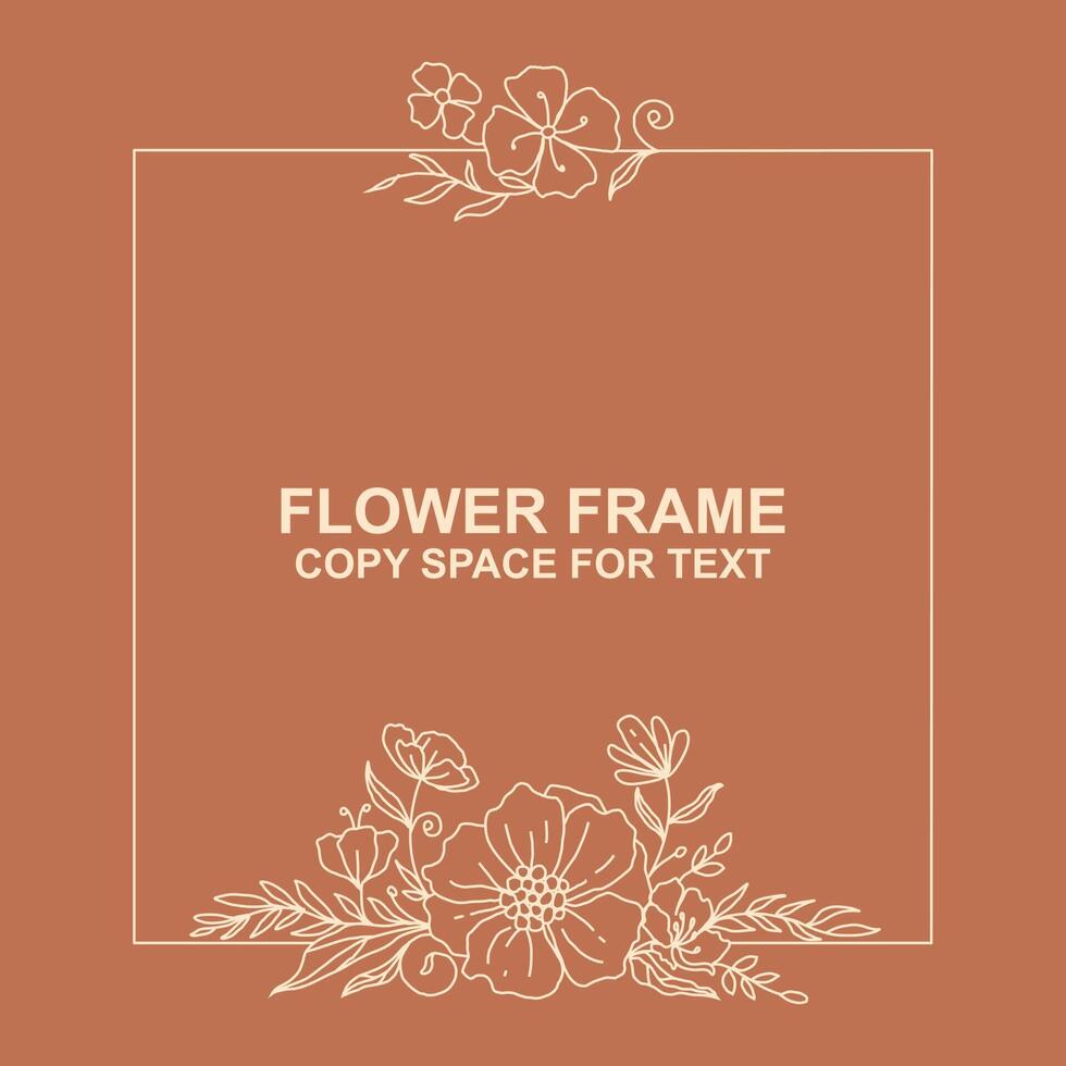 bloemen frame lijn kunst illustratie voor kopie ruimte, tekst en citaten. lauwerkrans grens takken ontwerp sieraad. hand getrokken vectorelement collectie. vector