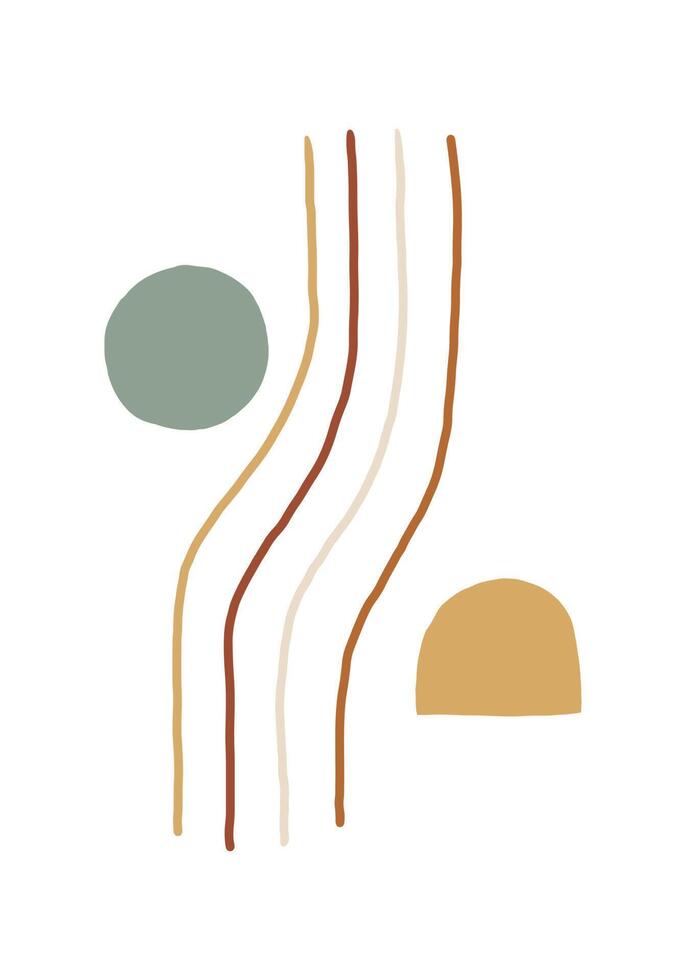 lijnen en vormen contour abstract voor grafische compositie. creatief en minimalistisch ontwerp voor achtergrond, decoratie, stof, enz. Boho kleurstijl van abstracte contourvector. vector