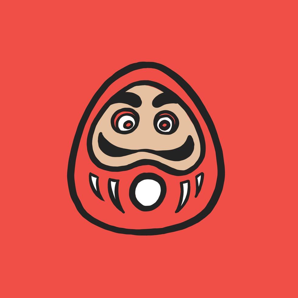 daruma, gelukspop. iconische Japanse symbool in de hand getekende illustratie. vectorafbeelding van de traditionele cultuur van japan. vector