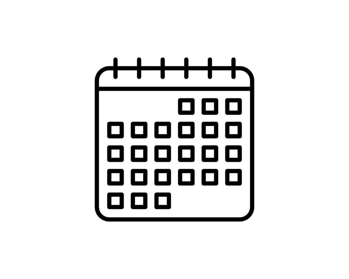 kalender lijn pictogram, overzicht vector logo illustratie, lineair pictogram geïsoleerd op wit