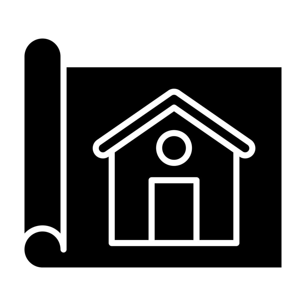 huis blauwdruk glyph icoon vector