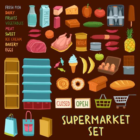 Supermarkt pictogramserie vector