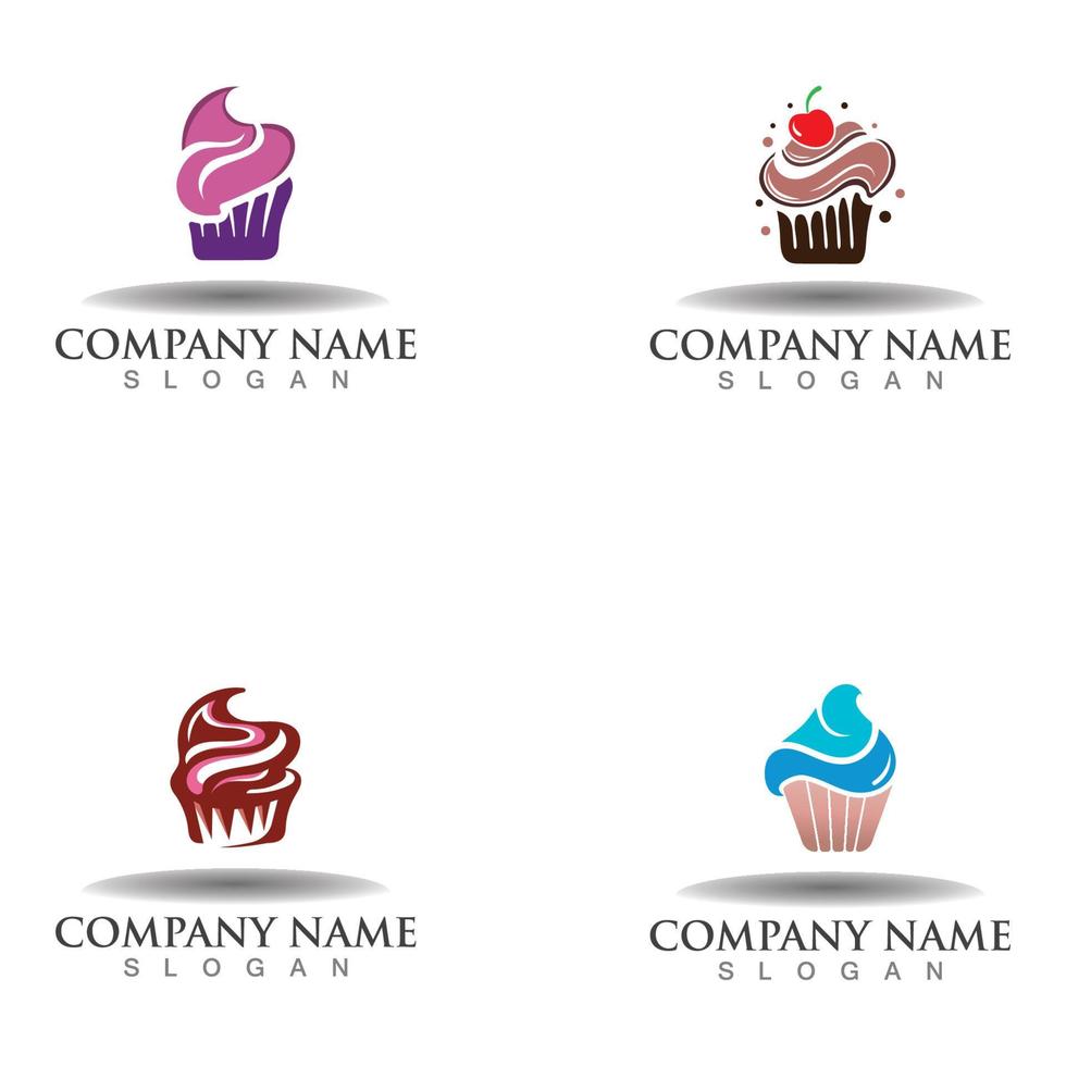 cupcake bakkerij logo zoet dessert sjabloon pictogram bakkerij ontwerp vector