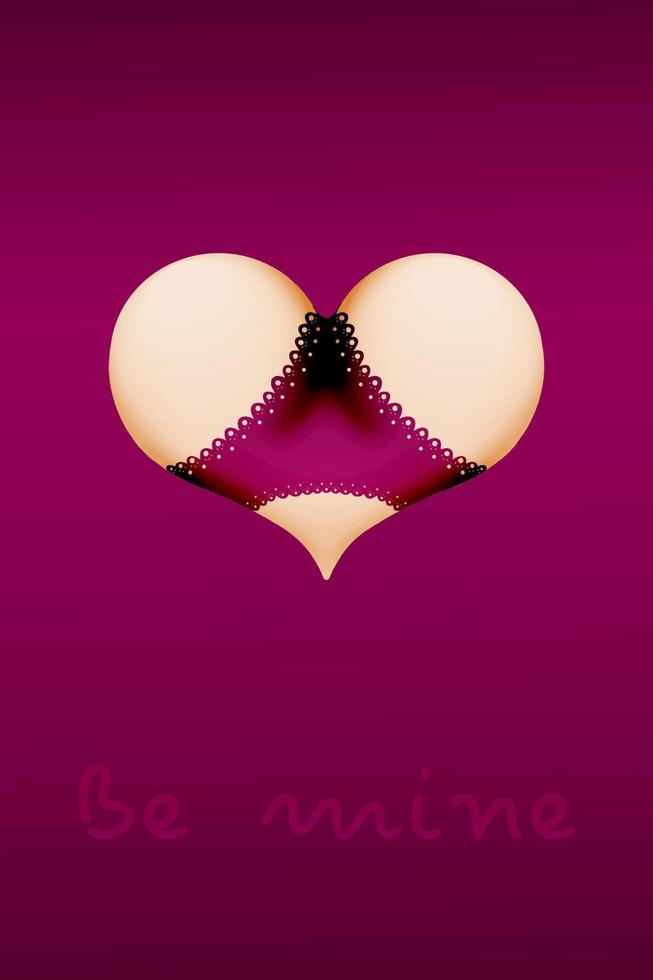 Valentijnsdag hartvormige billen in lingerie slipje ondergoed bikini. sexy concept uitnodiging flyer poster voor erotische striptease go-go dance club vector