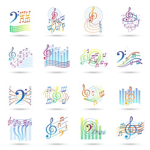 Muziek notities pictogrammen instellen vector