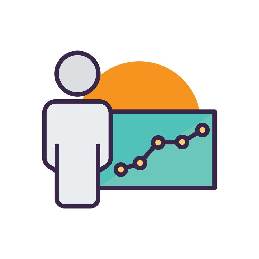 strategie icoon. mensen en grafiek icoon. zakelijke symbool. lineaire kleurstijl. bewerkbare streek. ontwerp vectorillustratie vector