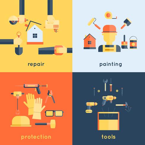 Home Reparatie Tools Flat vector