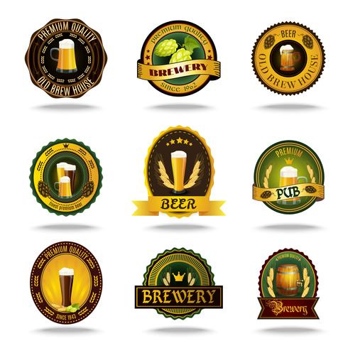 De pictogrammenkleur van bier oude etiketten vector