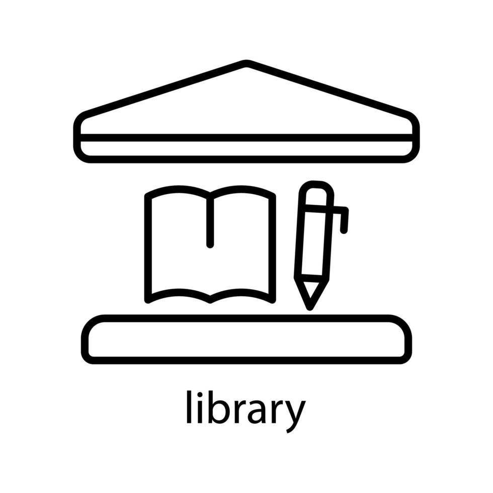 bibliotheek gebouw lijn icoon. bewerkbare streek. ontwerpsjabloon vector