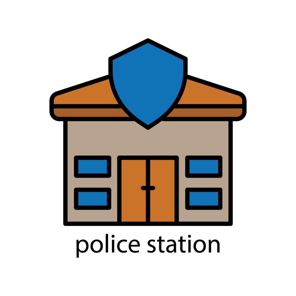 politiebureau lineaire kleur pictogram. bewerkbare streek. ontwerpsjabloon vector