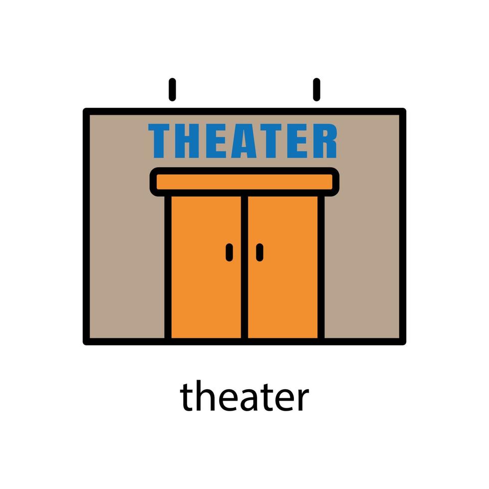 theater gebouw lineaire kleur pictogram. bewerkbare streek. ontwerpsjabloon vector