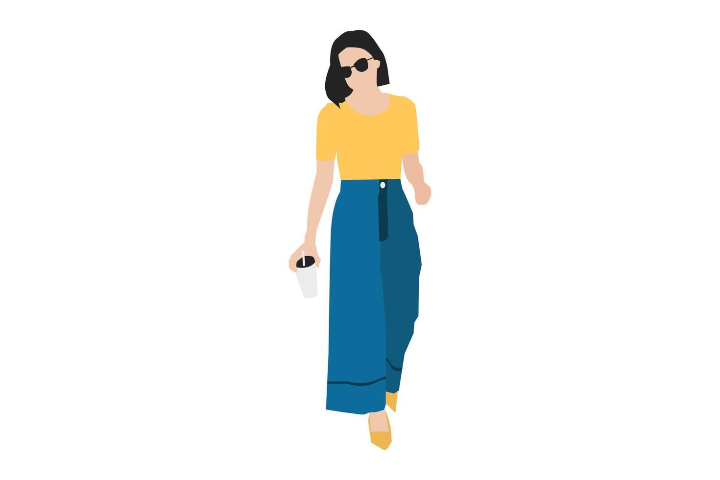 vectorillustratie van casual vrouwen die op de stoep lopen vector