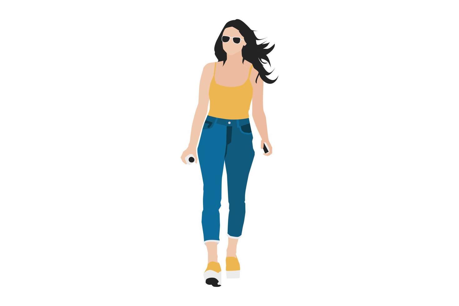 vectorillustratie van casual vrouwen die op de stoep lopen vector