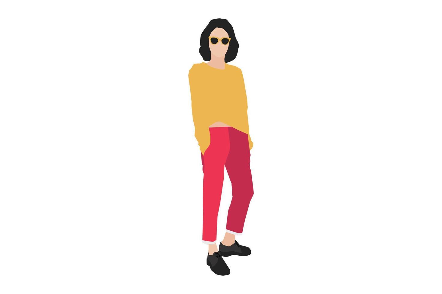 vectorillustratie van casual vrouwen die op de stoep lopen vector