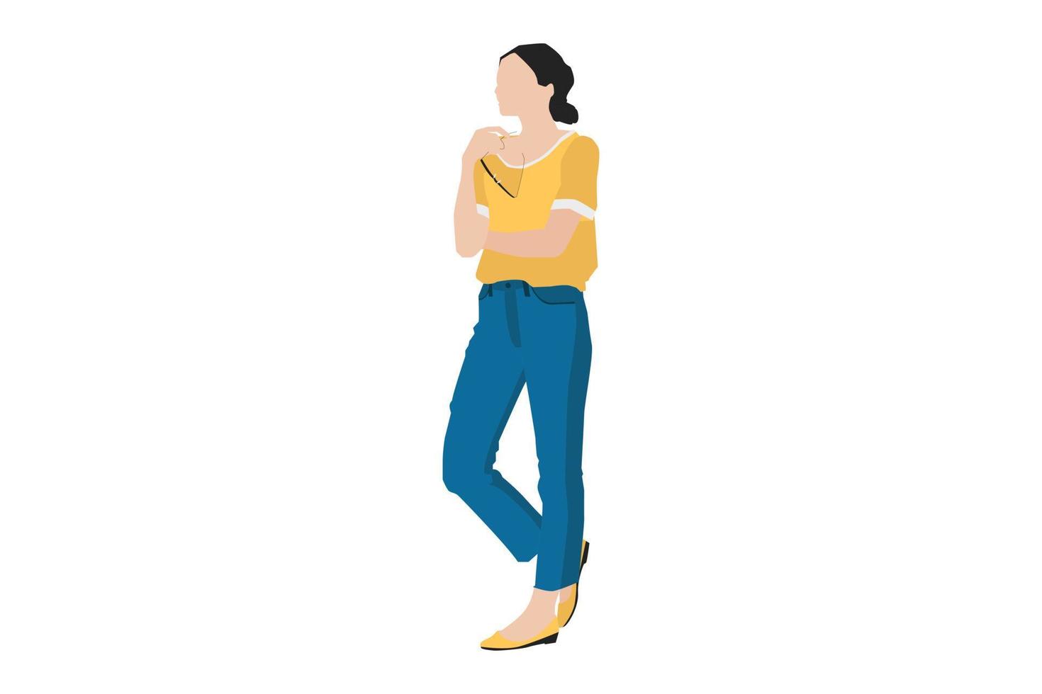 vectorillustratie van casual vrouwen poseren op de stoep vector