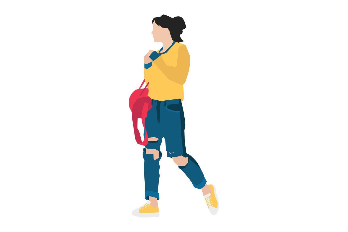 vectorillustratie van modieuze vrouwen die op de stoep lopen vector