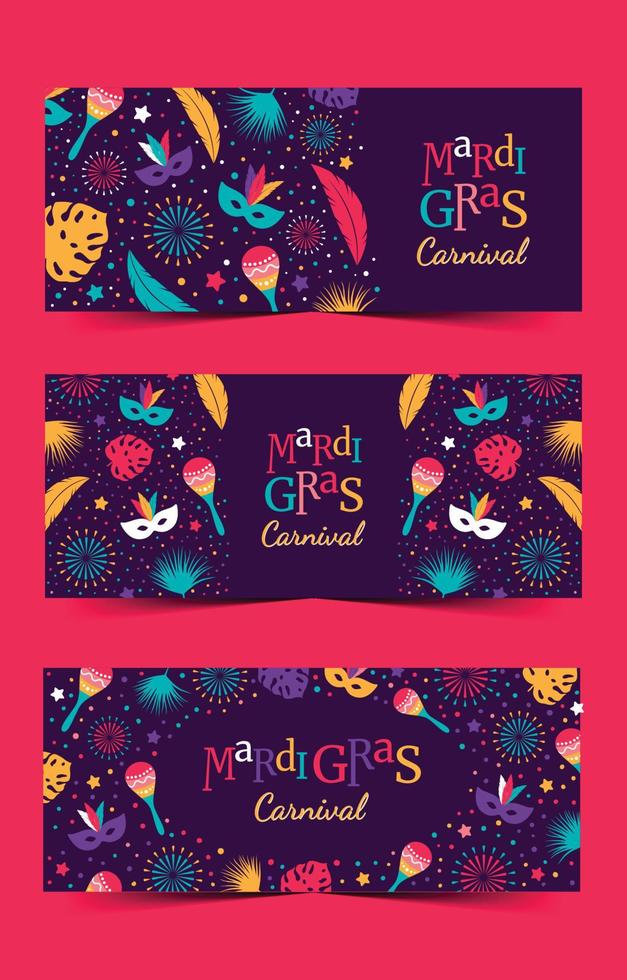 kleurrijke mardi gras carnaval banner collectie vector