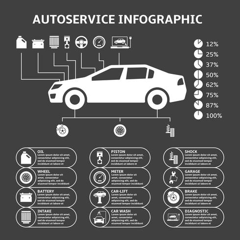 Auto auto service infographics ontwerpelementen vector