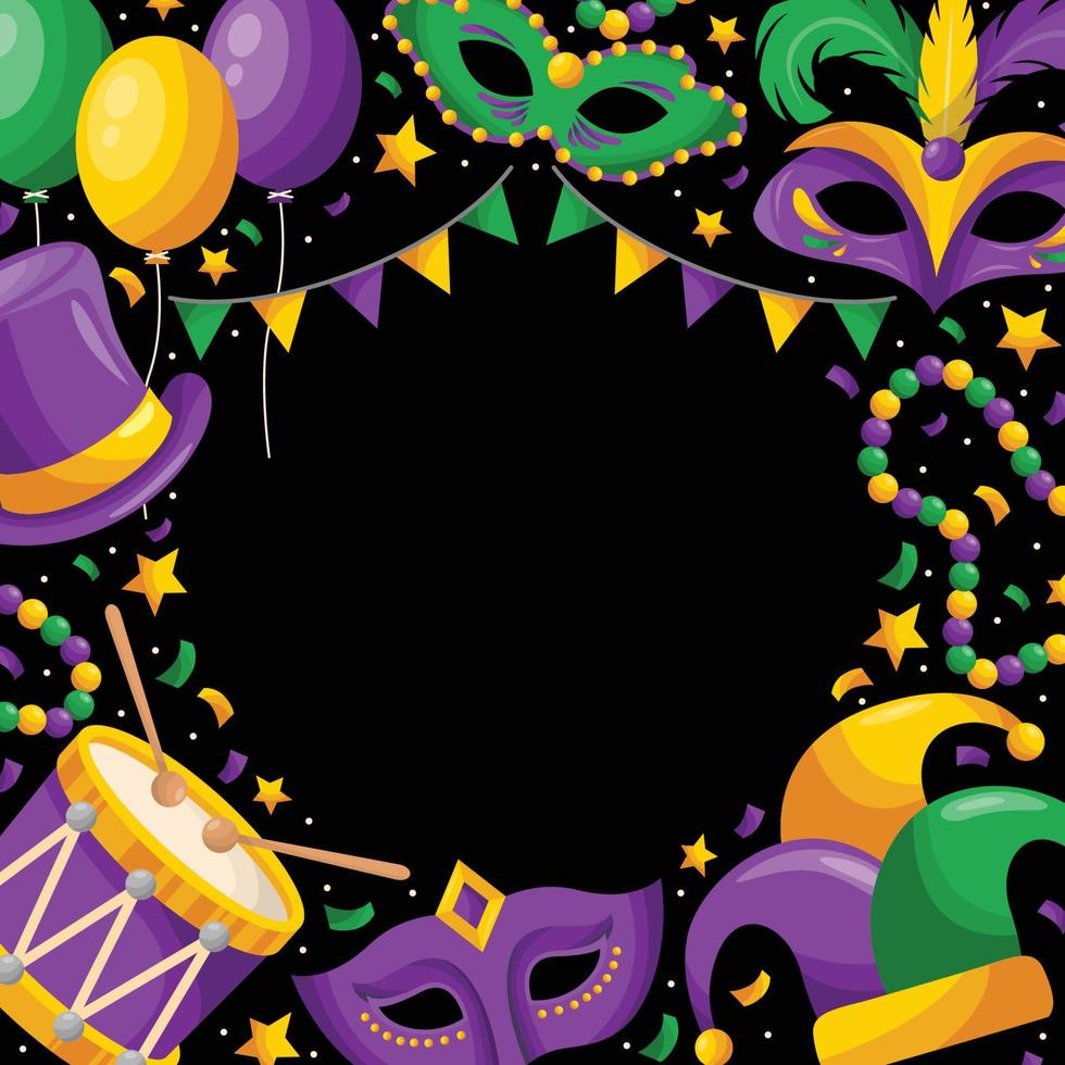 mardi gras carnaval festival kleurrijke doodle element achtergrond vector