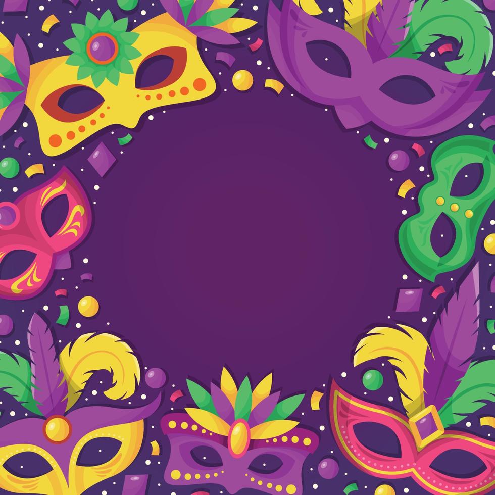 mardi gras carnaval festival kleurrijke doodle masker achtergrond vector