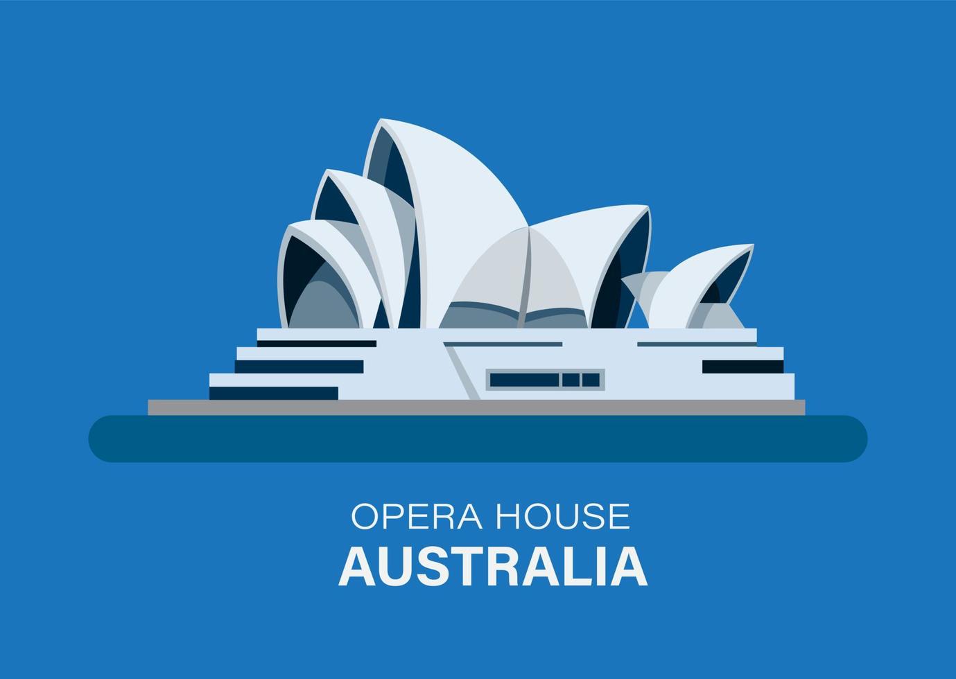 Sydney, Australië 16 januari 2020 Opera House mijlpaal gebouw, redactionele illustratie vlakke stijl vector geïsoleerd op blauwe achtergrond