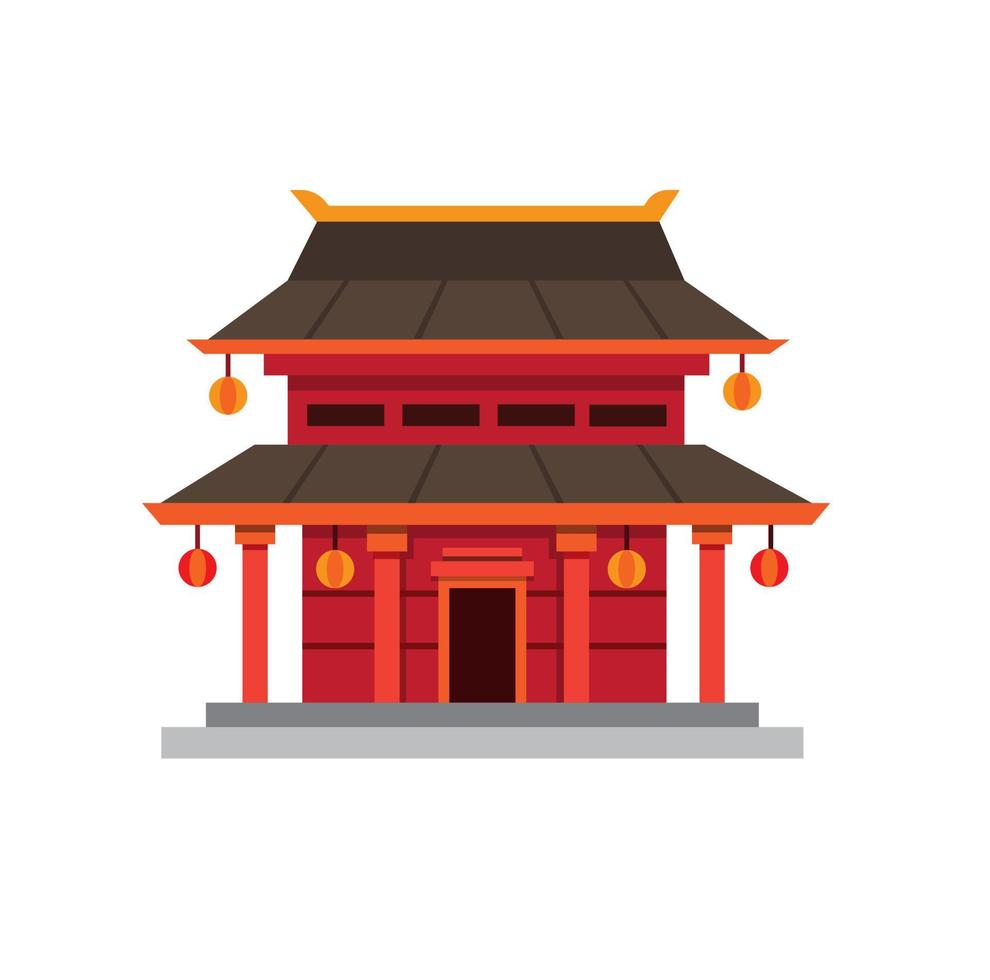rode chinese pagode huis icoon - traditionele oosterse cultuur symbool vlakke afbeelding geïsoleerd op een witte background vector