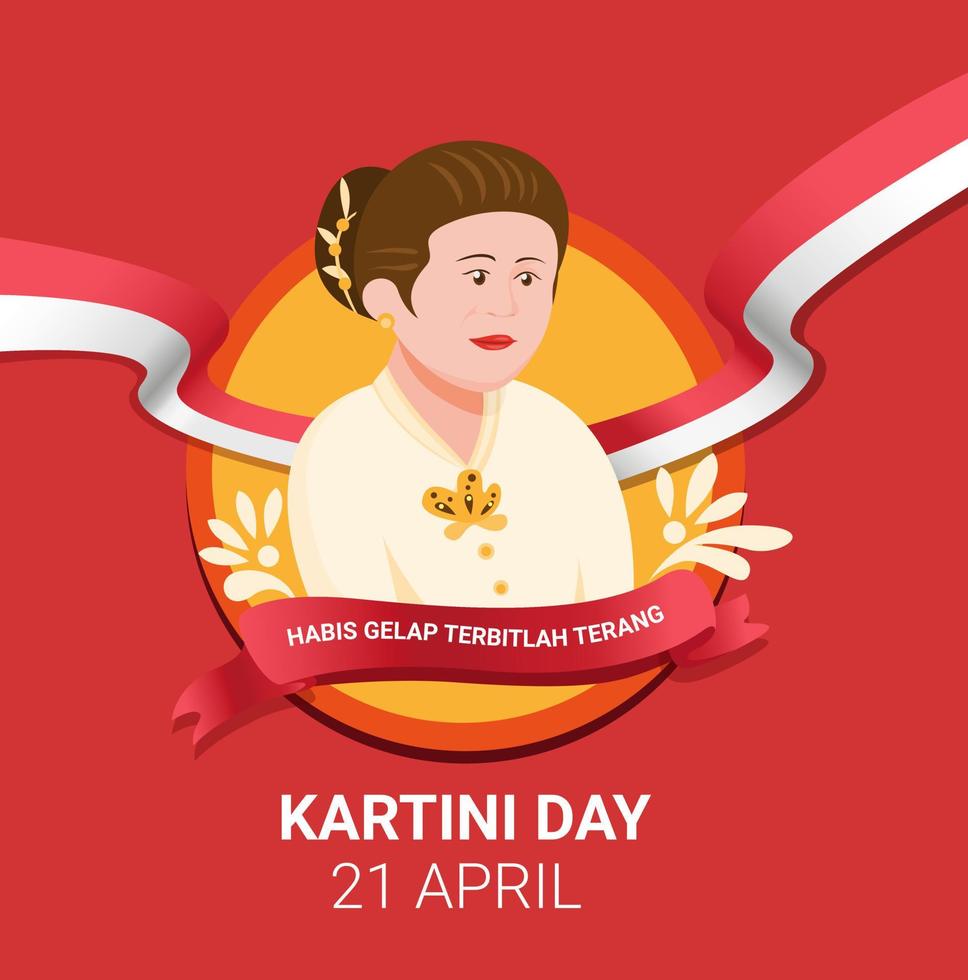 kartini-dagviering voor ra kartini, de helden van vrouwen en mensenrechten in Indonesië. in cartoon vlakke afbeelding vector