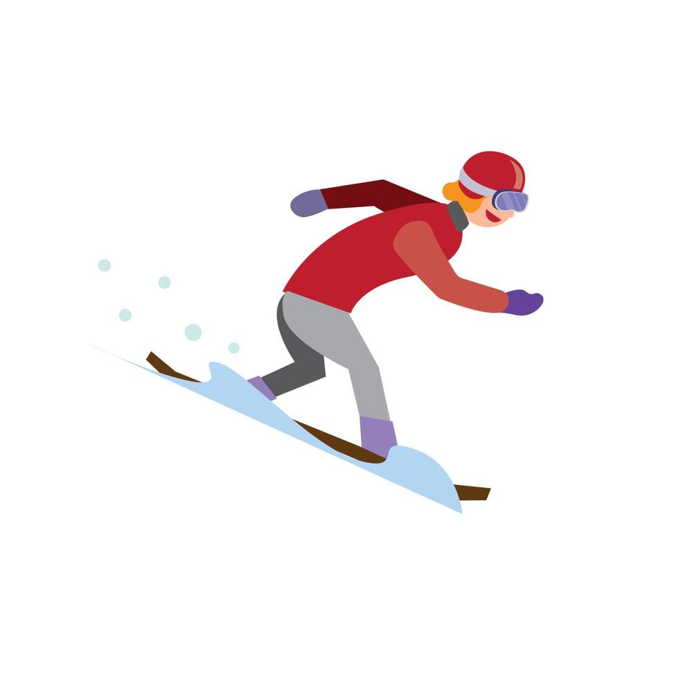 man rijden sneeuw board glijbaan in heuvel vlakke afbeelding vector