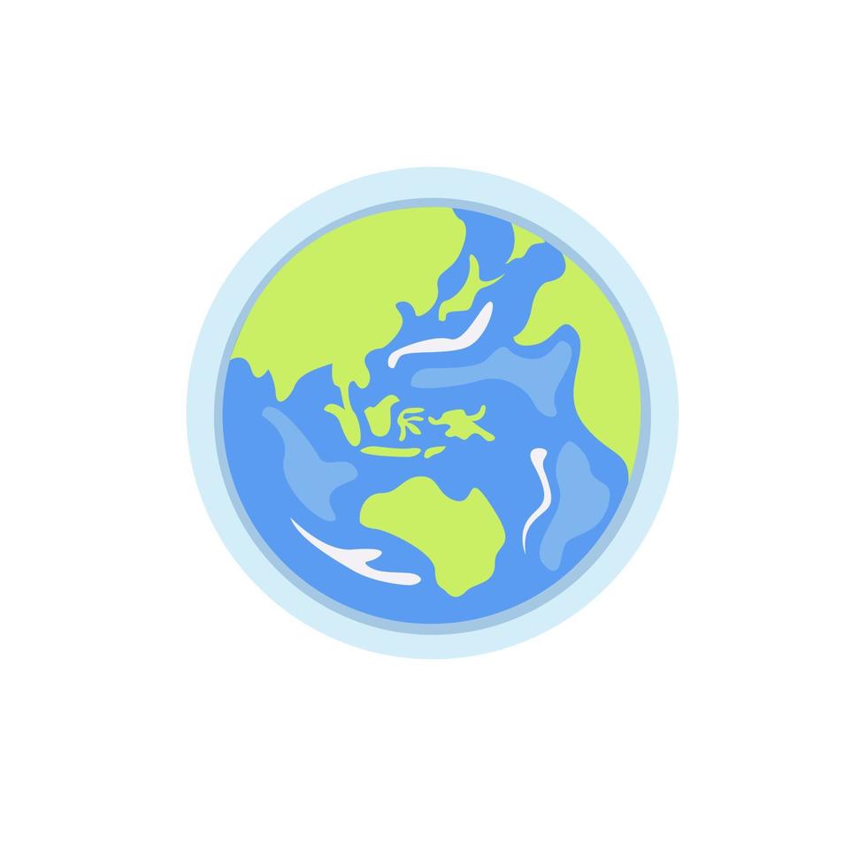 Azië in earth globe platte cartoon illustratie teken pictogram geïsoleerd op een witte achtergrond vector