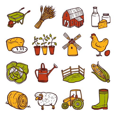 Landbouw Icons Set vector