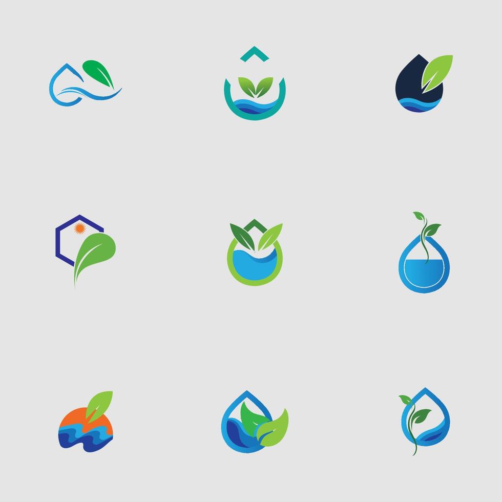 hydrocultuur logo set vector illustratie ontwerpsjabloon