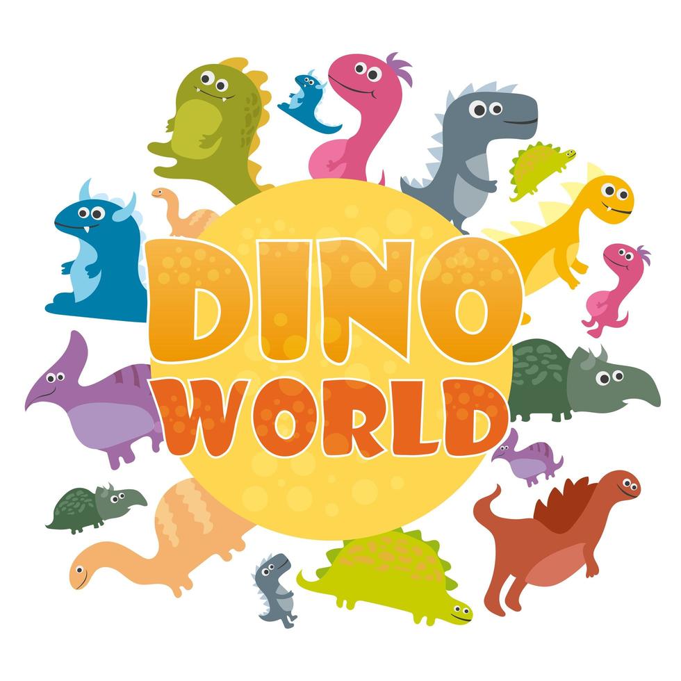 dinosaurussen wereld poster. vector cartoon dinosaurussen